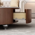 thumbnail image 2 of Round Wood Coffee Table with Simulated Marble Tabletop | Sintered stone top, walnut veneer base, built-in storage drawers, 2 of 8