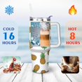 thumbnail image 4 of 40oz Tropical Pineapple Pattern Stainless Steel Flip Straw Tumbler Spill Proof Travel Cup Double Wall Vacuum Insulated Coffee Mug with Top Handle, 4 of 6