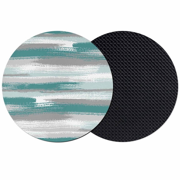 Blue Gray Stripes Coasters Set of 2, Absorbent Coasters for Drinks, Watercolor Modern Abstract Minimalist Coaster for Desk Coffee Table Protection, Home Decor House Warming Gifts 4"