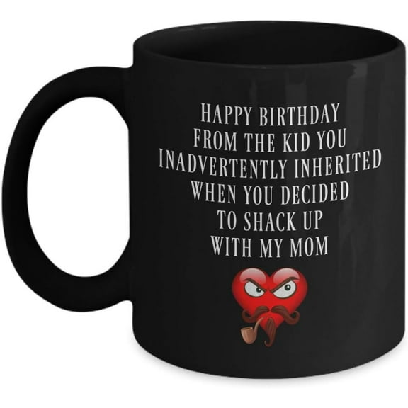 Step Dad Coffee Mug, Stepdad Birthday Gift, Stepfather Wedding Gift From Stepson and Stepdaughter, Father’s Day Presents, 11oz Black Mug