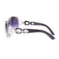 thumbnail image 3 of Womens Oversized Rectangular Rhinestone Encrusted Chain Arm Fashion Sunglasses Black Clear, 3 of 4