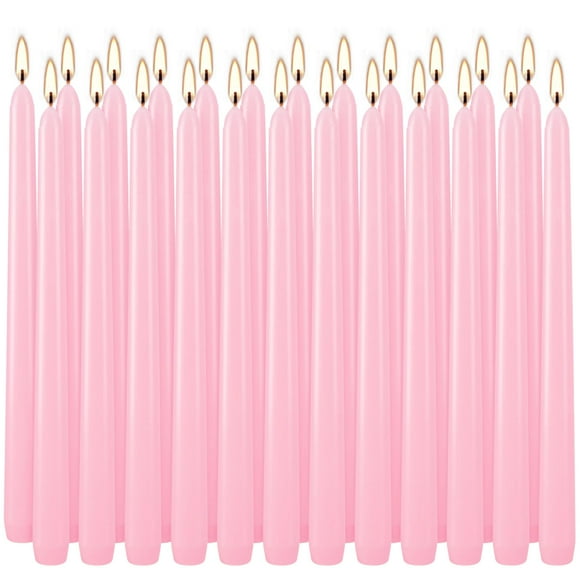 Velas cónicas Wfmolcand, color rosa, 24 unidades, 25 cm, sin goteo, 8 horas de combustión