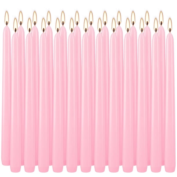 Velas cónicas Wfmolcand, color rosa, 24 unidades, 25 cm, sin goteo, 8 horas de combustión