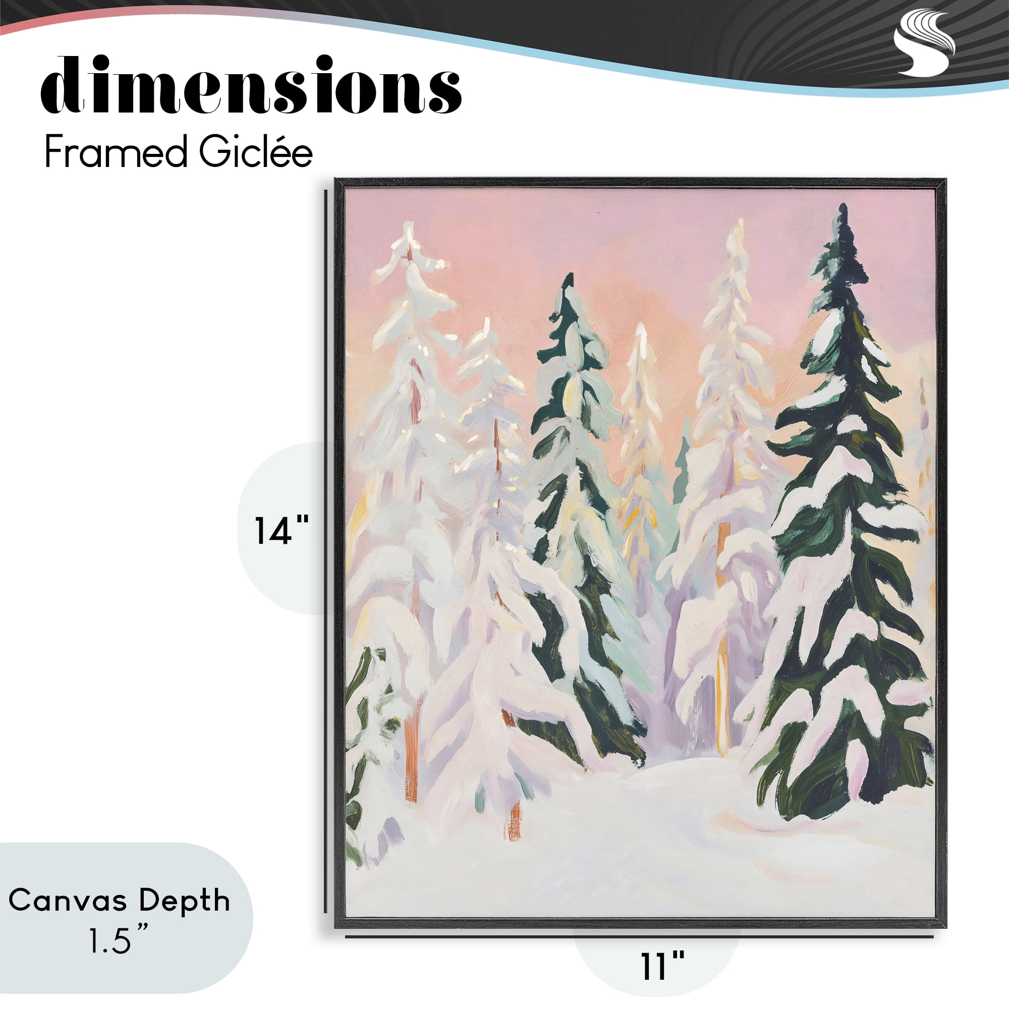 Stupell Industries Peachy Pastel Winter Forest Black Framed Giclee Art, design by The Prints Vibe