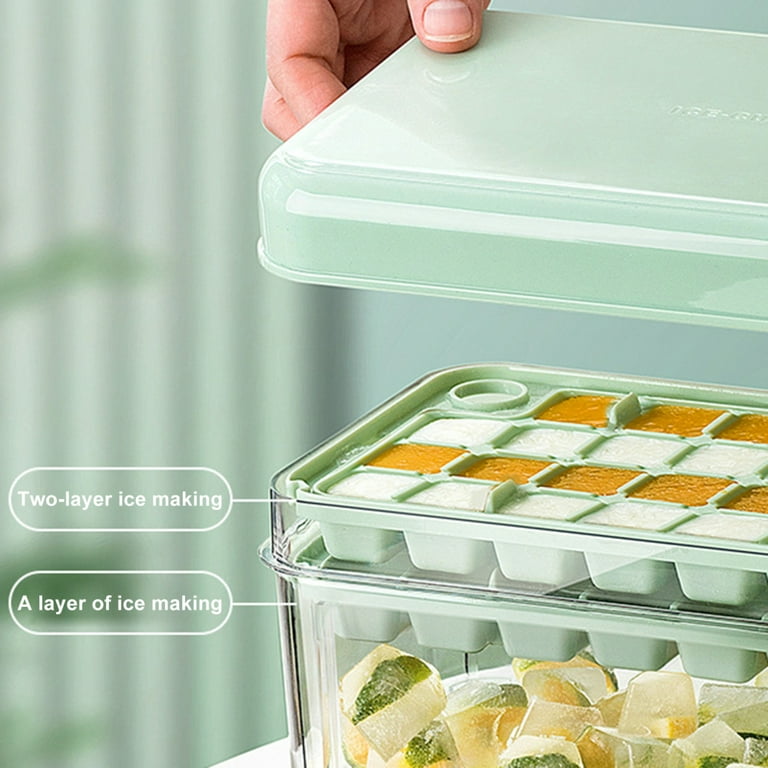 Double Layer Press Type Ice Cube Making Mould Reusable Flexible Easy  Release Ice Mould Storage Box for Iced Cold Brew Coffee 