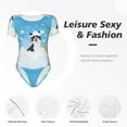 thumbnail image 6 of Balery Collie in Bathtub Women's Short Sleevee Crew Neck Bodysuit Tops Short Sleeve Tops Basic-Small, 6 of 9