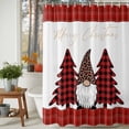 thumbnail image 3 of Shower Curtain 66"W x 72"L Merry Christmas Gnome Xmas Tree Red Plaid Fabric Shower Curtains Set with Hooks Water Repellent Bathroom Curtains Machine Washable Bathroom Accessories, 3 of 9