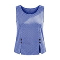 thumbnail image 5 of VBVC Women's Gingham Side Slit Tank Top, Ladies' Sleeveless Blouse, Casual Button Detail Shirt For Women,Blue,S-3XL, 5 of 10