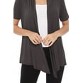 thumbnail image 5 of Women's Loose Fit Short Sleeve Draped Open Front Office Wear Solid Cardigan, 5 of 5