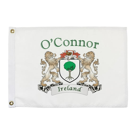 O'Connor Irish Coat of Arms Small White Flag - 16"x10.5" inches