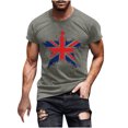 thumbnail image 1 of Mens Casual Manga Corta Botón Abajo Camisetas Estados Unidos Bandera Impresión Cuello Redondo Suéter Camiseta, Poliéster Casual Uso Diario para Hombres, 1 of 5