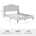 thumbnail image 6 of Martha Stewart Amelia Full Upholstered Platform Bed with Curved Headboard and Cushioned Siderails, Wood Slat Foundation with No Box Spring Needed, Gray, 6 of 11