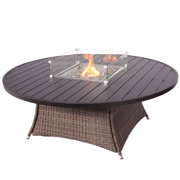 Direct Wicker 8-Seat Round Patio Fire Pit Dining Table (Table Only)