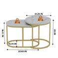 thumbnail image 2 of Nesting Coffee Table Set of 2 Modern Round Black Faux Marble Wood Table,Side Table Gold Metal Frame Oval End Table Small Space for Living Room,Bedroom,Studio Apartment Essential, 2 of 7