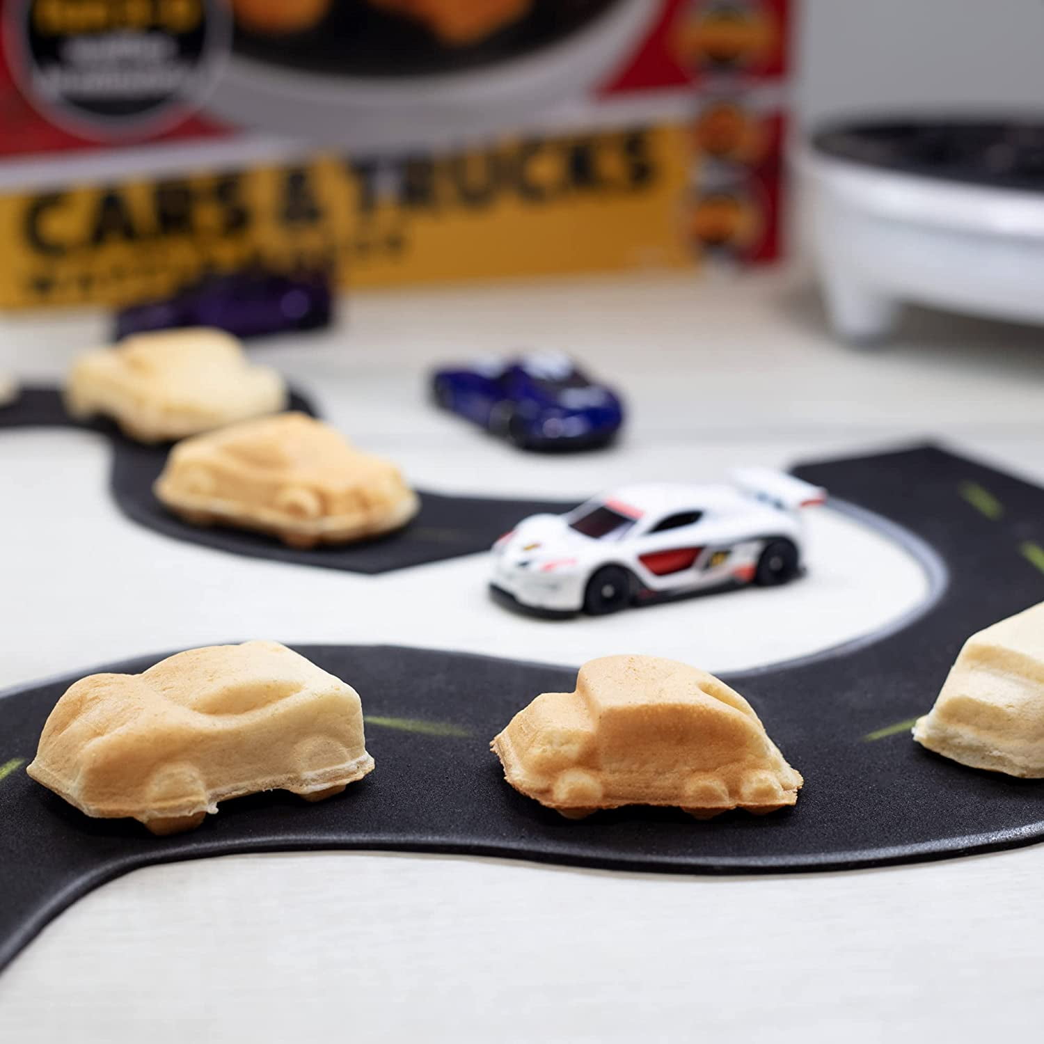 Waffle Wow Car Mini Waffle Maker- Make 7 Fun Different Race Cars, Trucks & Automobile Vehicle Shaped Pancakes for Kids, Adults- Electric Waffler Iron- Great for Breakfast Lovers