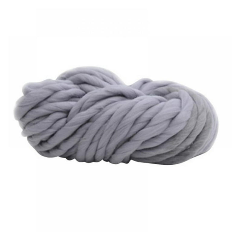 Chunky Wool Yarn DIY Soft Thick Bulky Arm Knitting Wool Roving Crochet 45M, Size: One size, White