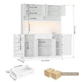 thumbnail image 3 of Homfa 72.8'' Tall Kitchen Pantry Cabinet with LED Lights & Charging Station, 8 Doors Storage Cabinet with Drawers & Shelves & Countertop, Kitchen Hutch with Adjustable Shelves for Dining Room, White, 3 of 9