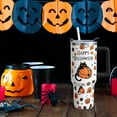 thumbnail image 2 of Happy Halloween Cup Gifts for Women Men, Black Cat 40oz Tumbler with Handle and Straw, Holiday Pumpkin Stainless Steel Insulated Water Bottle (1 PC), 2 of 6