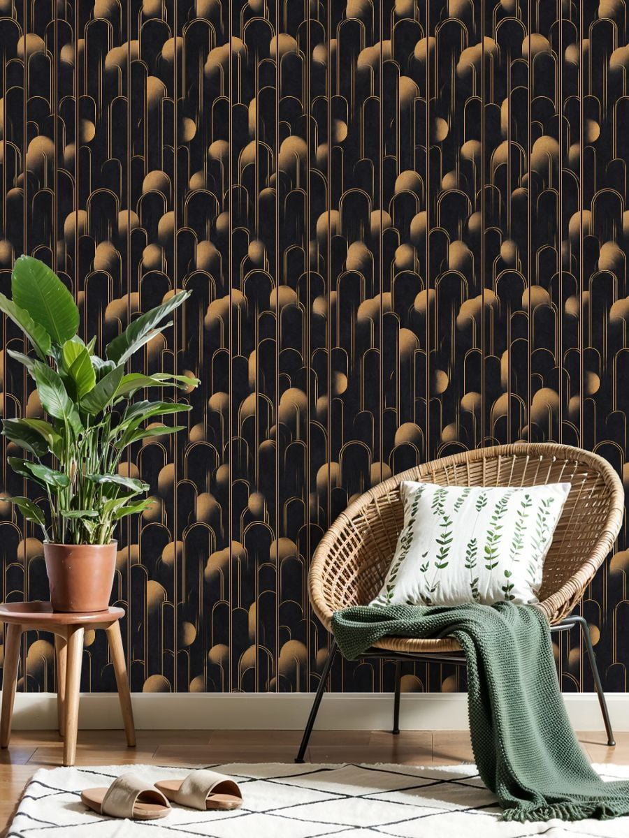 Peel and Stick Wallpaper 17.7in x 9.8ft Abstract Geometric Golden Accents Cloud Like Contact Paper Vinyl Waterproof Self Adhesive Wall Paper for Bedroom Shelf Cabinet Renter Friendly