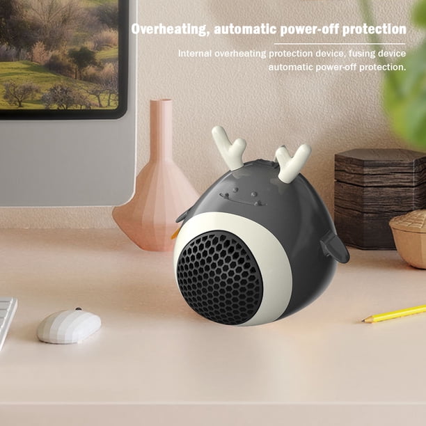 Calentador de aire caliente de escritorio de 500 W, ventilador de bajo ruido para sala de oficina (gris UE)