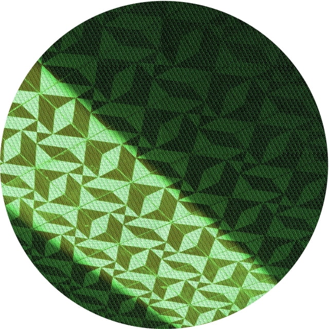 Ahgly Tapis Rond Lavable en Machine Intérieur Transitionnel Vert Forêt Foncé, 6 Pieds Rond