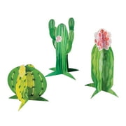 Fun Express Cactus Party Centerpiece Set - Vibrant Desert-Themed Party Decor for Birthdays Baby Showers and Special Events - Fun and Colorful Design to Enhance Celebrations - Multi-Color - 3 Pieces