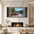 thumbnail image 3 of Lake Boat Window Canvas Wall Art - Nature Scenery Coastal Pictures Landscape Canvas Prints, Horizontal Modern Painting Artwork for Living Room Bedroom, 3 of 7
