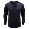 thumbnail image 3 of YOIAVAIOY Men's Henley Shirt Long Sleeve Waffle Knit Thermal Underwear Pullover Casual Slim Fit Lightweight Button Down Tops Navy XXL, 3 of 5