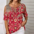 thumbnail image 4 of Blouses à Manches Courtes pour Femmes Mode Été Col en V Loisirs Manches Courtes Hauts Imprimés Blouses à Manches Courtes pour Femmes, 4 of 6