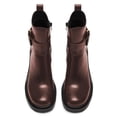 thumbnail image 2 of YDN Women's Square Close Toe Ankle Boots Side Zippers Buckle Strap Chunky Mid Heels Combat Boots Daily Dress Shoes Size 10 Brown, 2 of 4