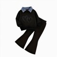thumbnail image 4 of Toddler Baby Girl Clothes 24 Months 2T 3T 4T 5T 6T 7T Toddler Girl Outfit Ruffle Sleeve Shirt Flare Pant Set Fall Winter Clothing for Girl J Size 5-6 Years, 4 of 4