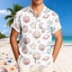 thumbnail image 2 of Mens Casual Manga Corta Botón Abajo Camisas Turndown Cuello Impreso Blusa de Verano Respirable, 2 of 6