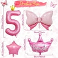 thumbnail image 3 of 5th Birthday Decorations for Girls, Pink 5th Birthday Balloon Set with 40 Inch Pink Number 5, Large Helium Foil Mylar Crown Balloon, Pink Bow Foil Balloons for Baby Girl Daughter First Birthday Party, 3 of 15