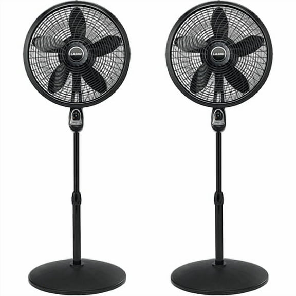 Lasko Cyclone 18" Oscillating Pedestal Fan with Remote, 54" H, 2-Pack, Black, 1843, New