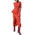 thumbnail image 3 of Women's Long Sleeve Flare Hem Maxi Party Dress, Red, L, 3 of 4