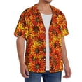 thumbnail image 4 of KLL Sunflower Print Men's Shirt Short Sleeve Button Down Summer Cuba Beach Shirts- Medium, 4 of 7