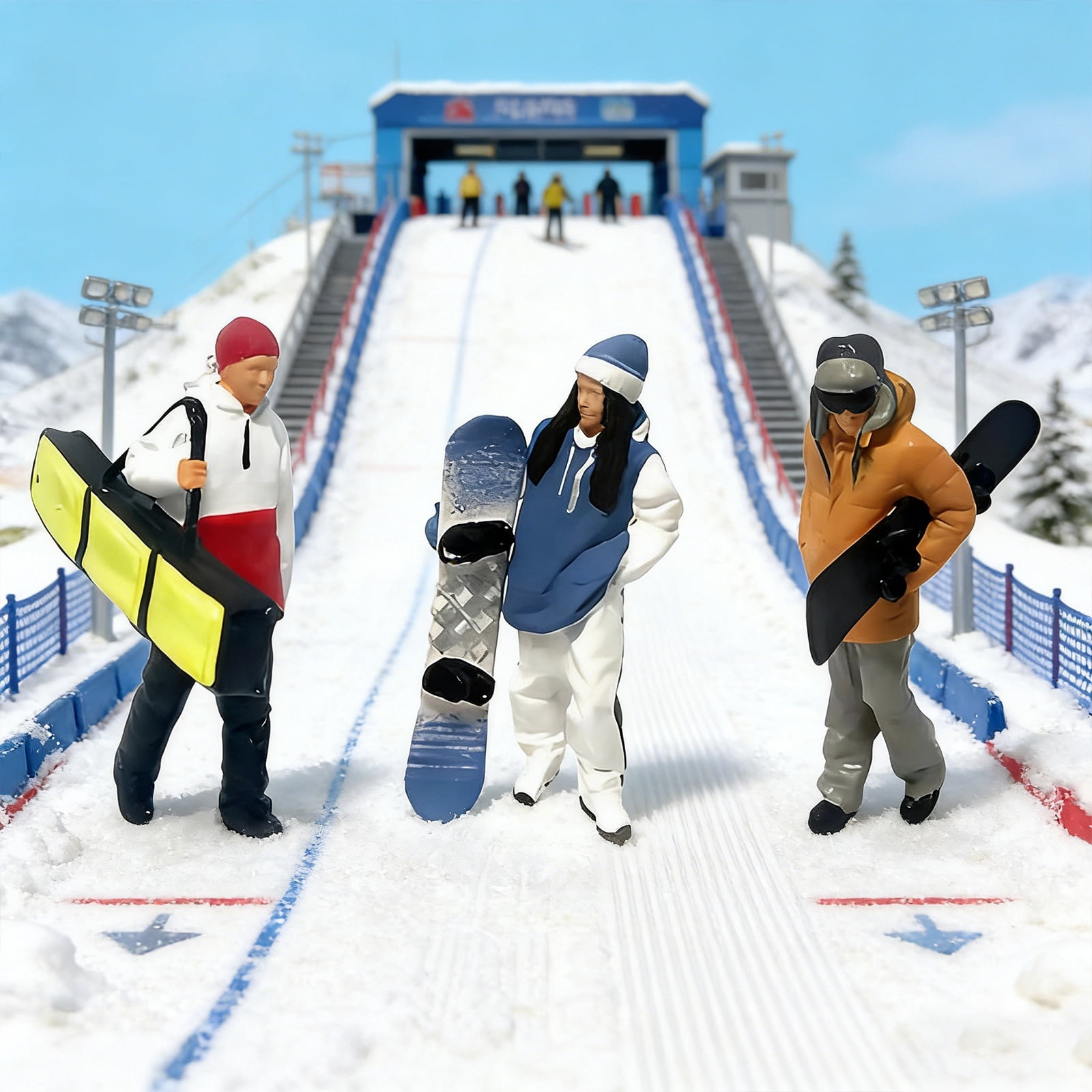 Realistic Skiing People Figure Model for Architectural Displays Dioramas Props 1:64 Scale Hand Painted Miniature Figure