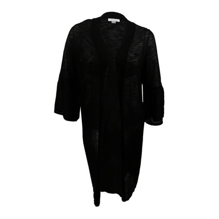 Calvin Klein Women's Plus Size Long Bell-Sleeve Cardigan (1X, Black)