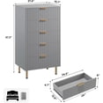thumbnail image 2 of EastVita Fluted 5 Drawer Storage Dresser - Tall Modern Chest with Ample Deep Drawers and Wide Top - Wooden Organizer for Living Room/Hallway/Kids Room - Gray, 2 of 7