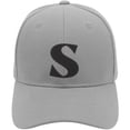 thumbnail image 2 of Daxton Structured Curve Visor Bill Baseball Hat 3D Capital Alphabet Letters, Light Grey Hat Black Letter S, 2 of 3
