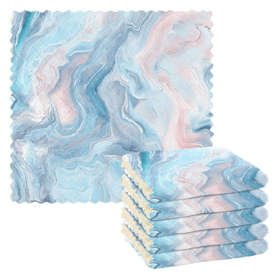 Kitchen Dish Towels Soft Absorbent Dish Cloths 11"x11" Pastel Pink Blue Marble 6 Packs