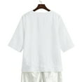 thumbnail image 5 of BSDJILFG Womens Linen Shirts 3/4 Sleeve Boho Top Buttons V-Neck Tees Casual Loose Fit Solid Color Summer Blouses 2026, 5 of 8