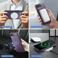 thumbnail image 5 of Dteck Magnetic PU Leather Case for iPhone 16E (2025), Compatible with MagSafe Accessory, Detachable Wallet RFID Blocking Card Holder Ring Stand Shockproof Protective Phone Case, Purple, 5 of 7