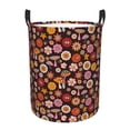 thumbnail image 1 of Balery 70s Groovy Hippie Retro Cesta de ropa redonda con asas, impermeable, independiente, para ropa, juguetes, dormitorio y familia-Small, 1 of 6