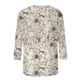 thumbnail image 5 of YUGYXL Women's Casual 3/4 Sleeve T-Shirts Round Neck Cute Floral Printed Tunic Tops Basic Tees Business Work Blouses O Multicolor M, 5 of 5