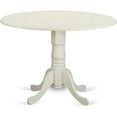 thumbnail image 3 of HomeStock 3 Piece Dining Table Set Contains a Round Dining Room Table with Dropleaf and 2 Blue Linen Fabric Upholstered Kitchen Chairs, 42x42 Inch,Linen White, 3 of 5