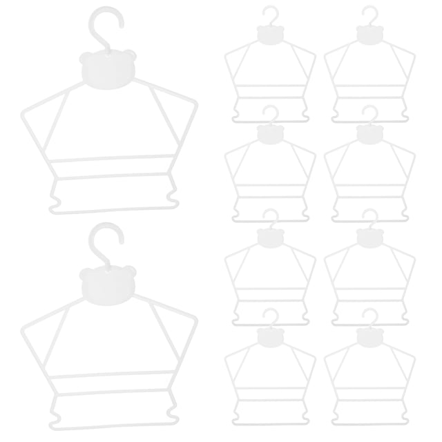 OULII Childrens Suit Hanger 10Pcs Simple Shape White Plastic Protect Shoulder Clothes Store Indoor Hanging