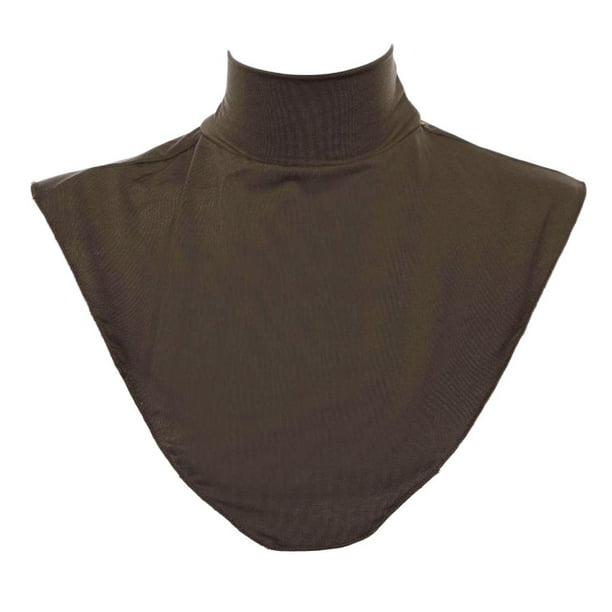 Blusa informal sencilla con cuello alto desmontable y cuello falso islámico para mujer café