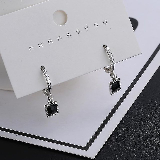 Pendientes blancos, cristales negros, pendientes de diamantes negros bañados en oro para mujer, pendientes colgantes para mujer, aniversario de bodas