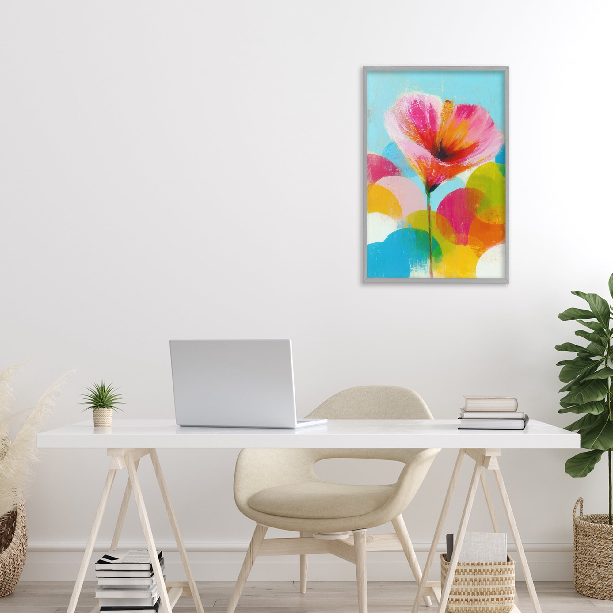 Stupell Industries Hibiscus In The Sun Gray Framed Giclee Art, design by Chromatic Storm Studio